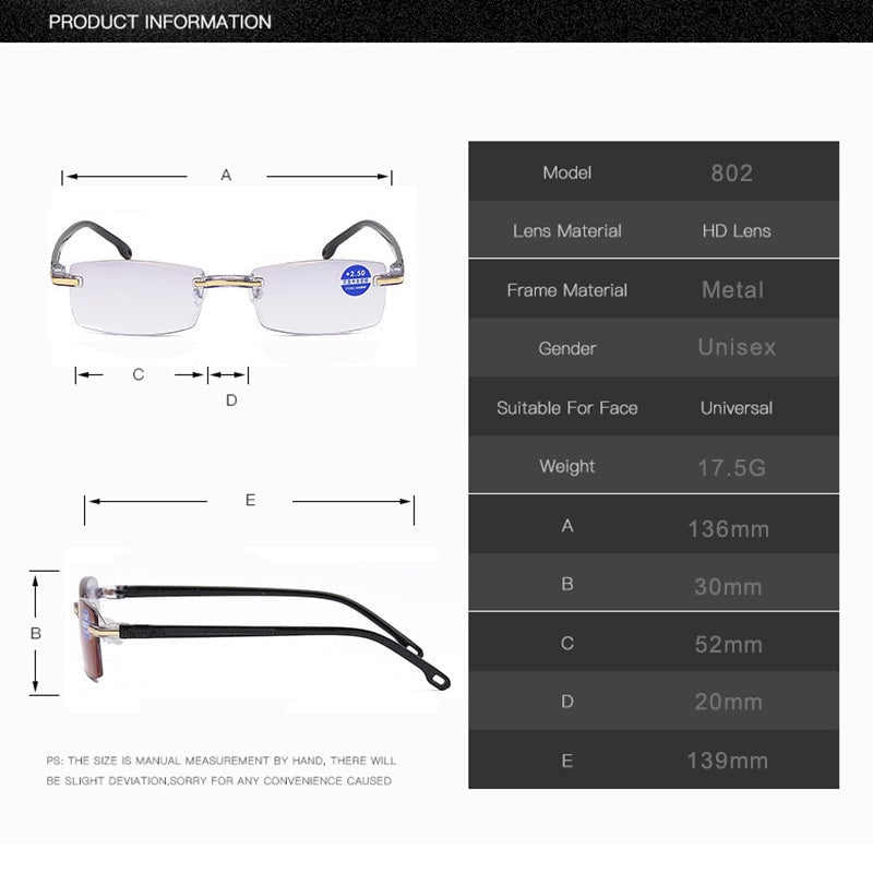 Lunettes de lecture multifocales avec vision progressive et filtre lumière bleue | Monture ultralégère en titane TR90 | Pour vision de près et de loin | Protection oculaire numérique | Sansoti