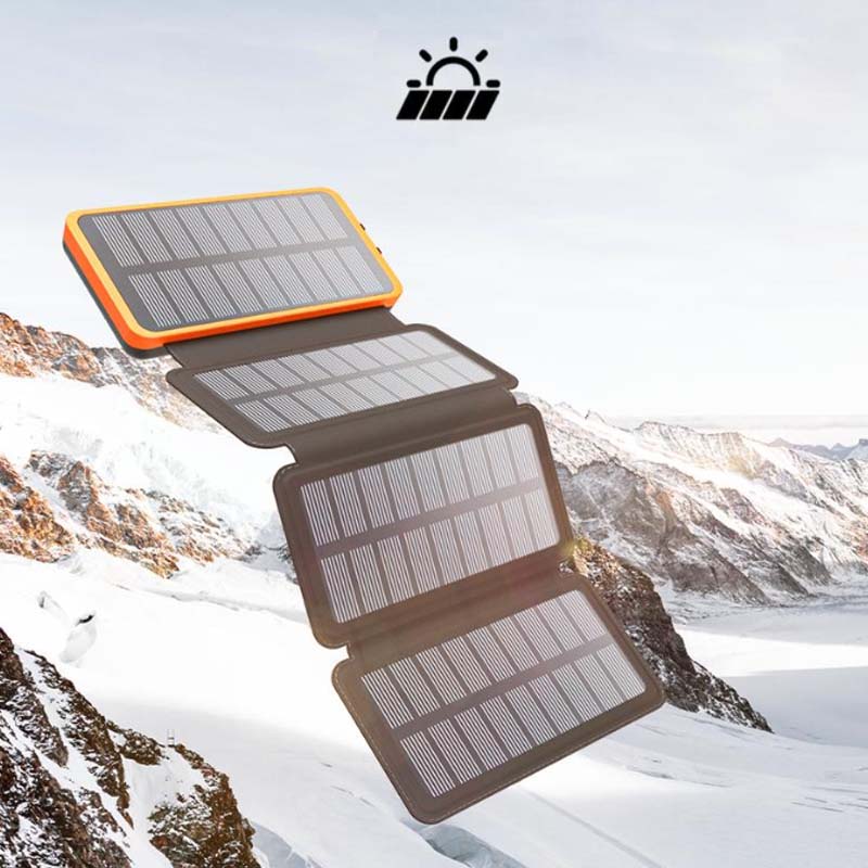 Foldable Solar Power Bank with Solar Panels Waterproof Portable Power Station 10000-25000mAh Outdoor USB Charger Travel Camping Emergency Power | Sansoti