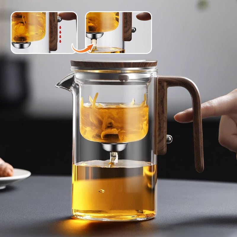 Glass Teapot with Wooden Handle 500ml & 700ml – Tea Infuser with Filter System for Perfect Tea | Sansoti