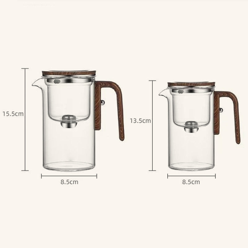 Glass Teapot with Wooden Handle 500ml & 700ml – Tea Infuser with Filter System for Perfect Tea | Sansoti