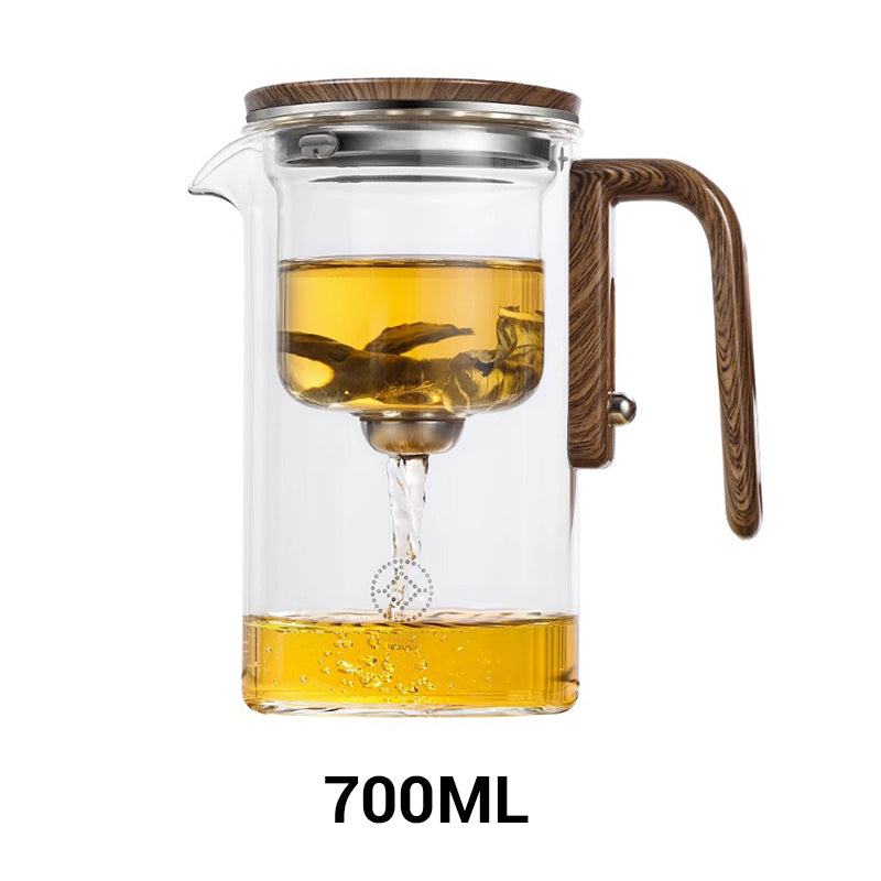 Glass Teapot with Wooden Handle 500ml & 700ml – Tea Infuser with Filter System for Perfect Tea | Sansoti