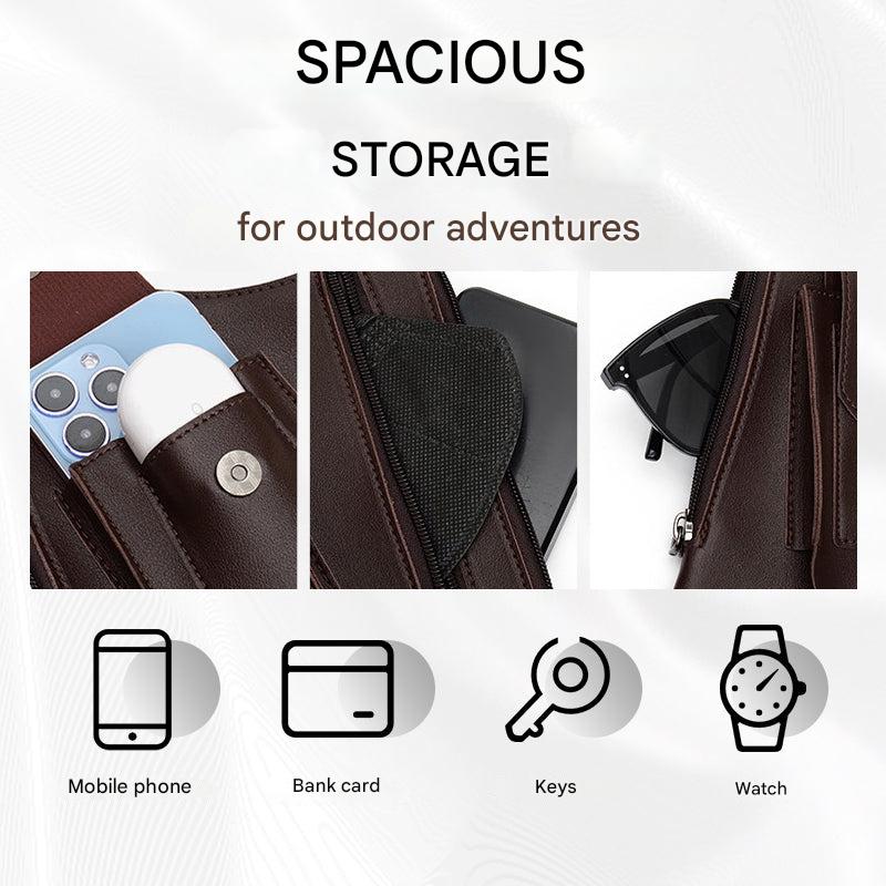 Antidiefstal Schoudertas Heren Zwart Bruin PU Leder Verborgen Vakken Verstelbaar Hands-Free Compact Crossbody | Sansoti