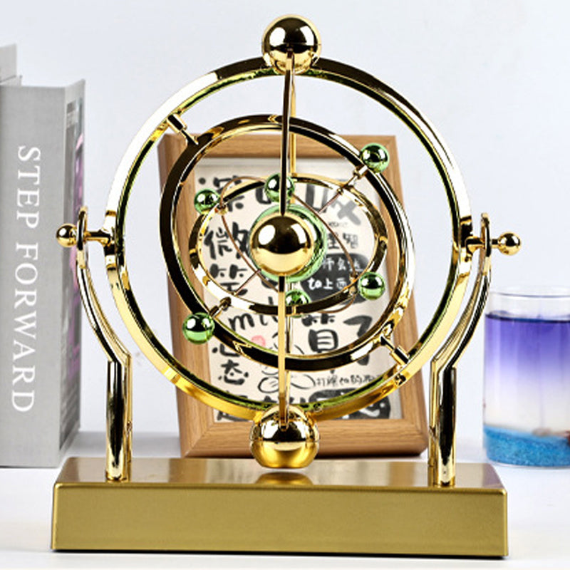 Kinetic Metal Sculpture with Rotating Motion Perpetuum Design Gold Decorative Object Living Room | Sansoti