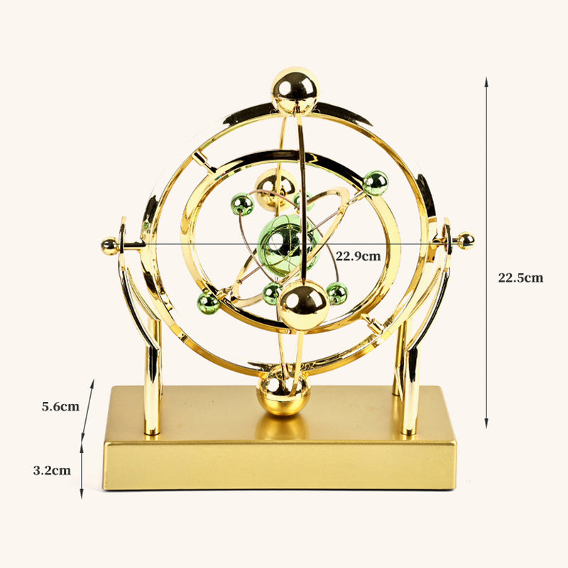 Kinetic Metal Sculpture with Rotating Motion Perpetuum Design Gold Decorative Object Living Room | Sansoti