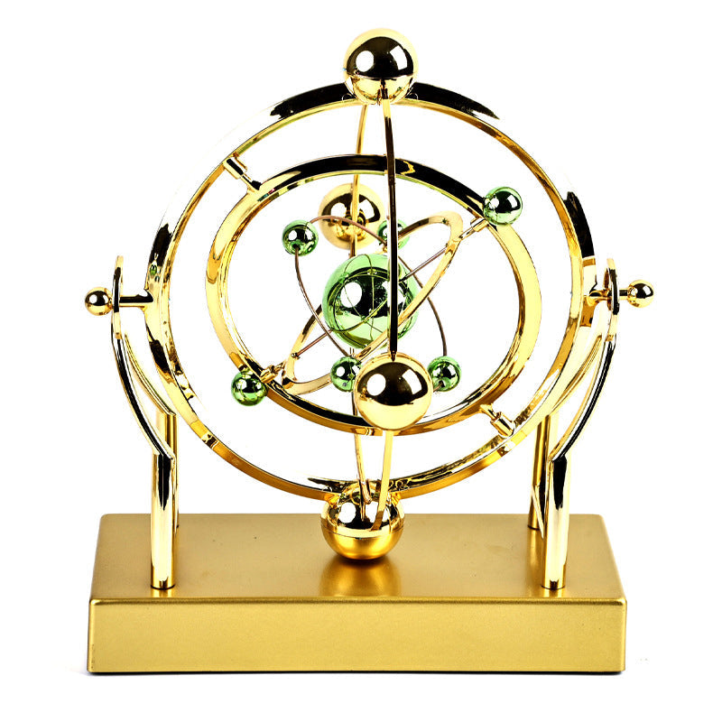 Kinetic Metal Sculpture with Rotating Motion Perpetuum Design Gold Decorative Object Living Room | Sansoti