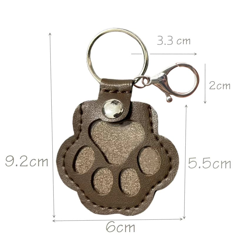 Leather Keychain with Engraved Name and Paw Print 7 x 3 cm Vegetable-Tanned 9 Colors | Sansoti