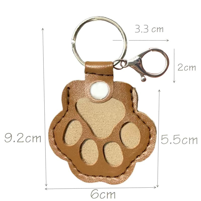 Leather Keychain with Engraved Name and Paw Print 7 x 3 cm Vegetable-Tanned 9 Colors | Sansoti