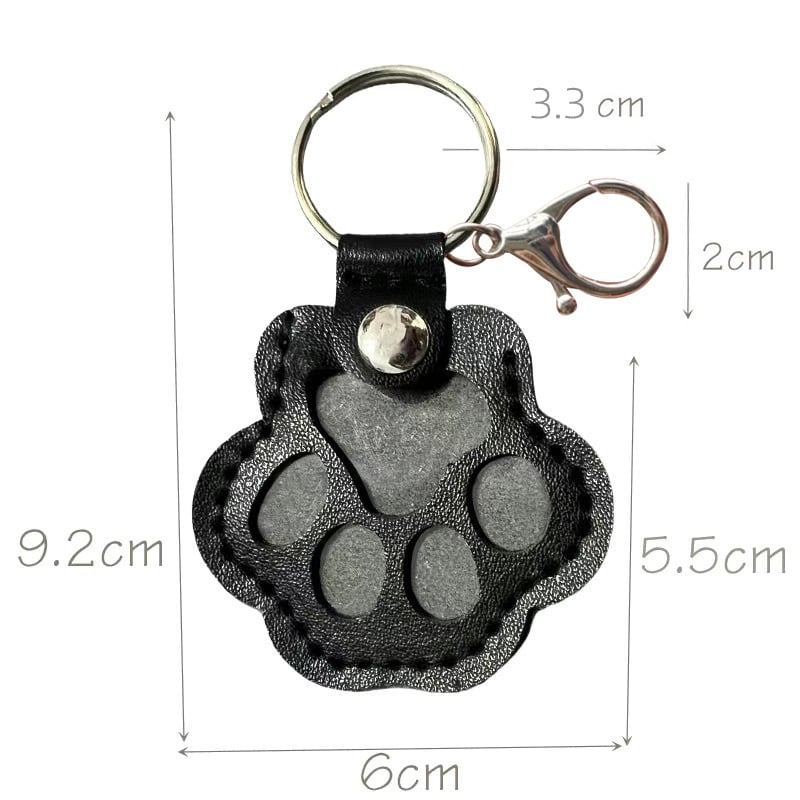 Leather Keychain with Engraved Name and Paw Print 7 x 3 cm Vegetable-Tanned 9 Colors | Sansoti