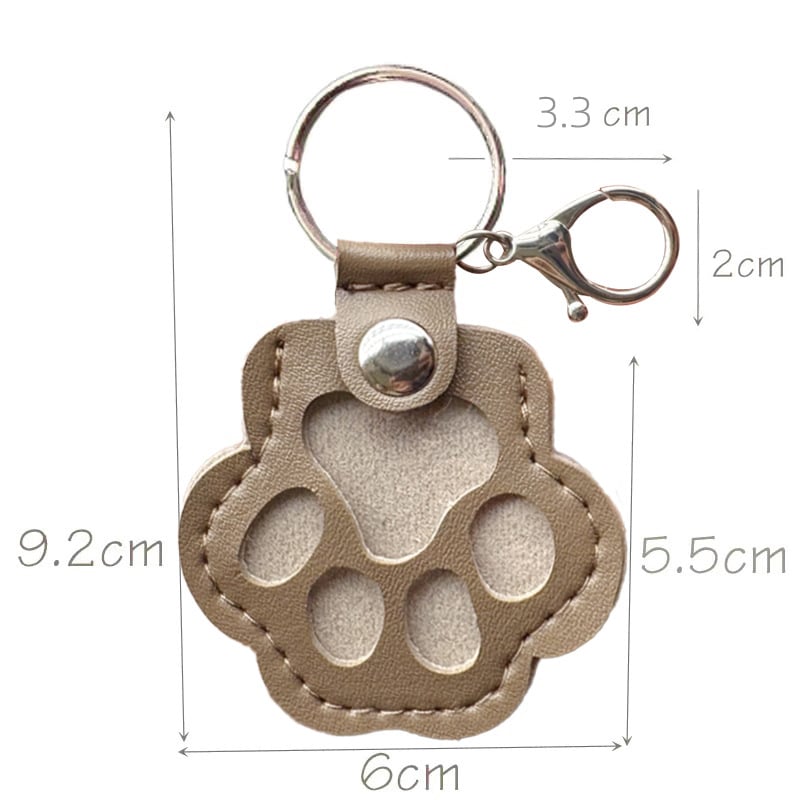Leather Keychain with Engraved Name and Paw Print 7 x 3 cm Vegetable-Tanned 9 Colors | Sansoti