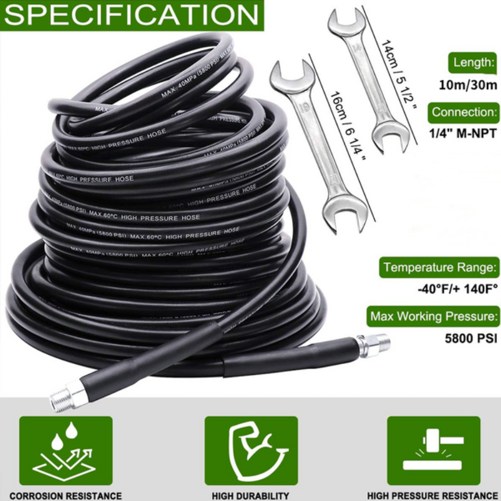High-Pressure Sewer Cleaning Hose 10-30 Meters Rotating Head Drain Unclogger Pressure Washer Outdoor Sewer | Sansoti