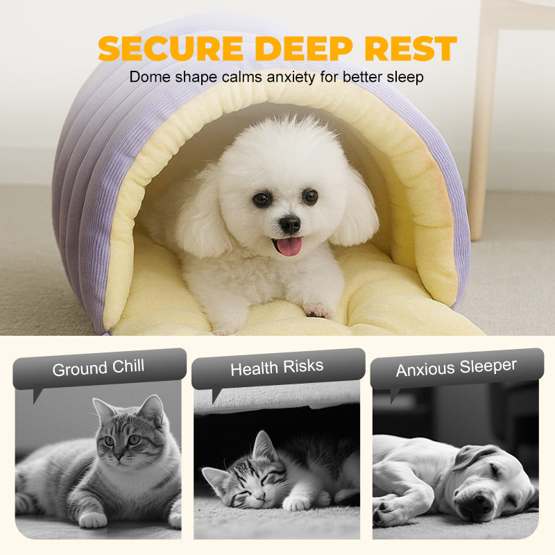 Pet Bed Groundless Igloo Hut – Soft Plush Igloo Sleeping Spot Small Medium Large Cat Dog Winter | Sansoti