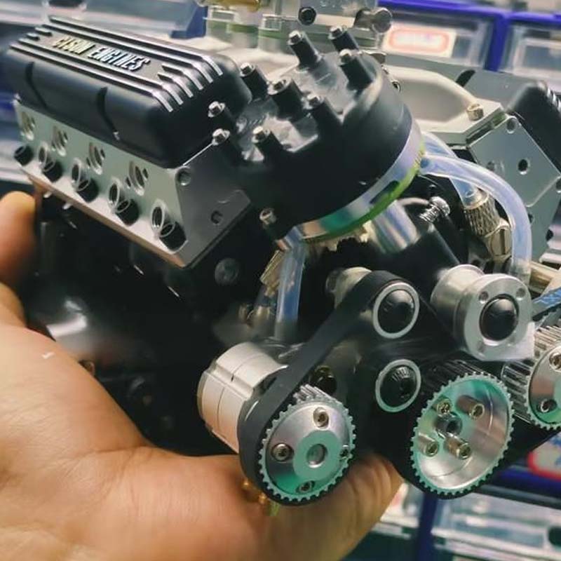 Model Engine Metal Kit V8 OHV Petrol CDI Ignition CNC-Machined Ready-to-Start Miniature Engine Block | Sansoti
