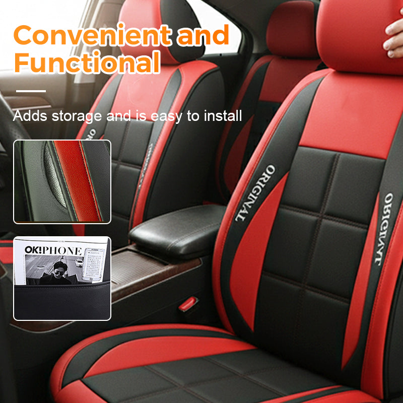 Auto-Sitzbezüge für Vordersitze aus Kunstleder, Schwarz, Beige, Grau, Braun, Grün, Orange, Blau, Rosa, universell passend | Sansoti
