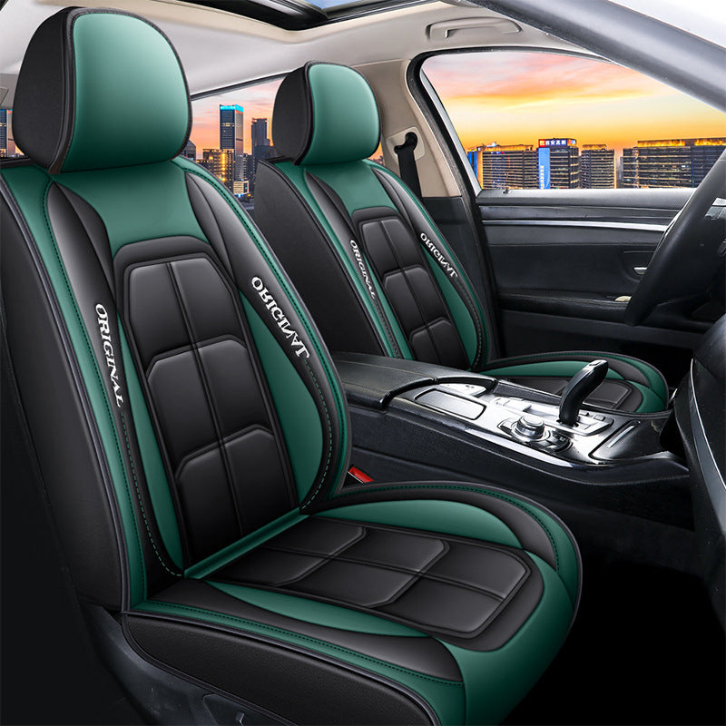 Auto-Sitzbezüge für Vordersitze aus Kunstleder, Schwarz, Beige, Grau, Braun, Grün, Orange, Blau, Rosa, universell passend | Sansoti