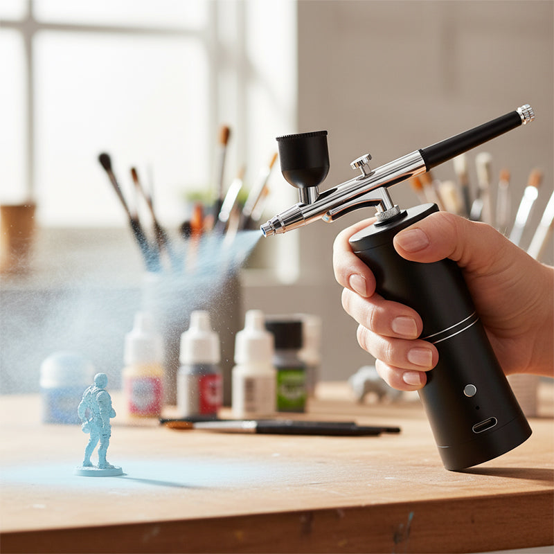Pistolet aérographe sans fil avec 3 buses interchangeables et batterie rechargeable pour modélisme, art et nail art | Sansoti