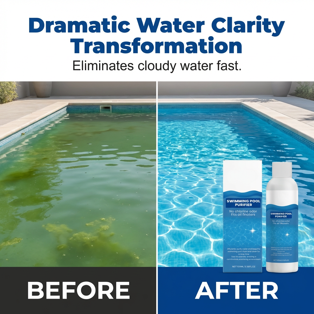 Pool Maintenance Liquid 100ml Chlorine-Free for Crystal Clear Water and Algae Control | Suitable for Inflatable Pool Jacuzzi Hot Tub Whirlpool | Sansoti