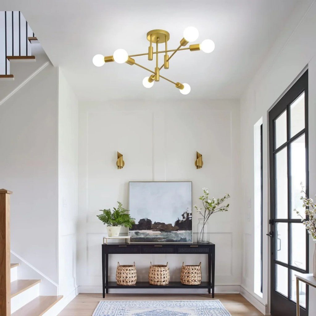 Plafondlamp Starburst IJzeren Armen E27 Nordic Mid-Century Design Moderne Verlichting voor Woonkamer Eetkamer | Sansoti