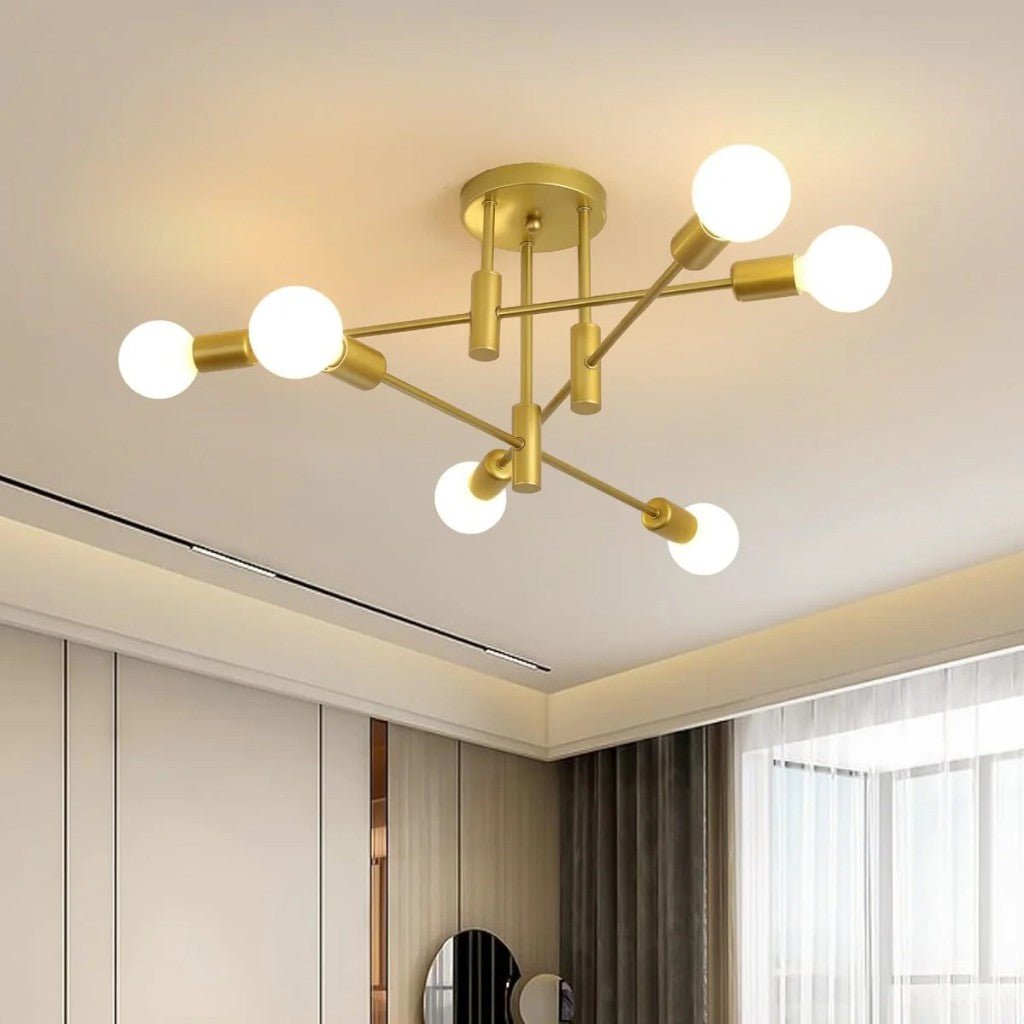 Plafondlamp Starburst IJzeren Armen E27 Nordic Mid-Century Design Moderne Verlichting voor Woonkamer Eetkamer | Sansoti