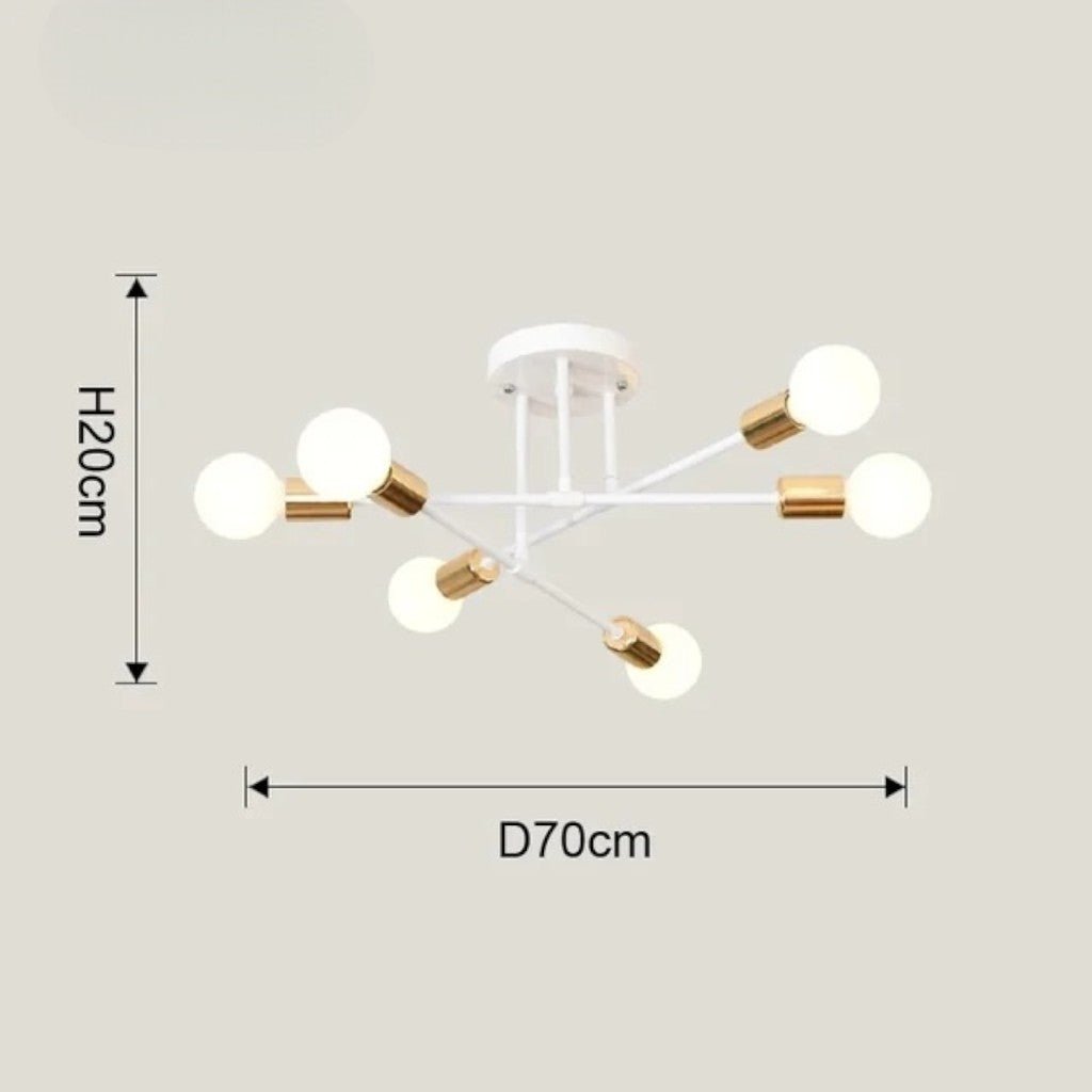 Plafondlamp Starburst IJzeren Armen E27 Nordic Mid-Century Design Moderne Verlichting voor Woonkamer Eetkamer | Sansoti