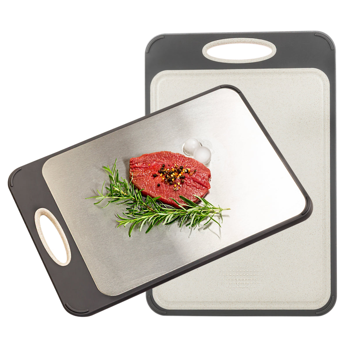 Planche à découper antibactérienne en acier inoxydable – Hygiénique, durable & sûre pour aliments | Sansoti