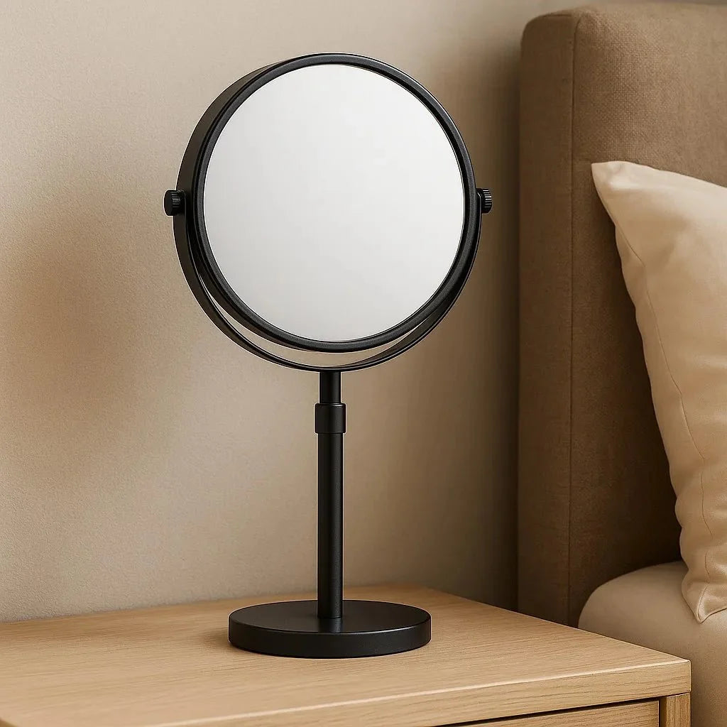 Freestanding LED Makeup Mirror Adjustable 10x Magnification 3 Light Modes Rechargeable 42–50 cm Height Bathroom | Sansoti
