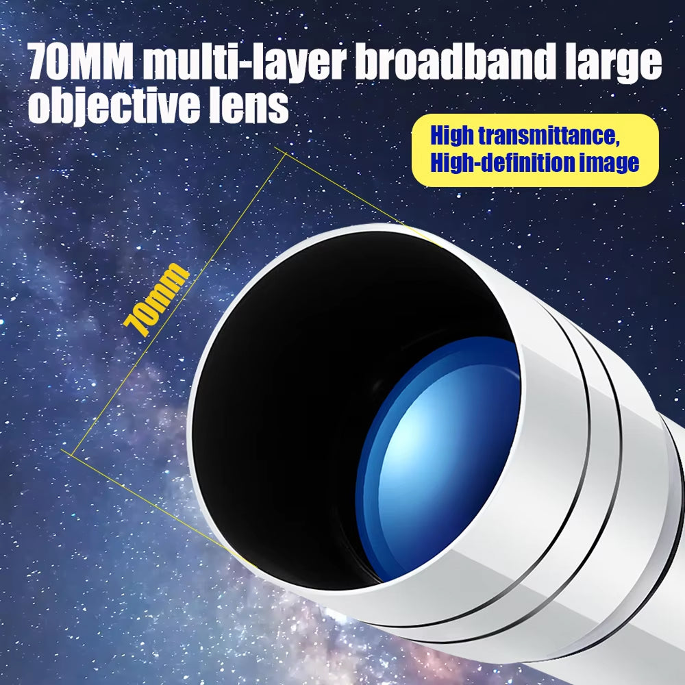 Kindertelescoop 70mm Lens met Verstelbaar Statief en Smartphonehouder voor Sterren Observeren en Ruimte | Sansoti