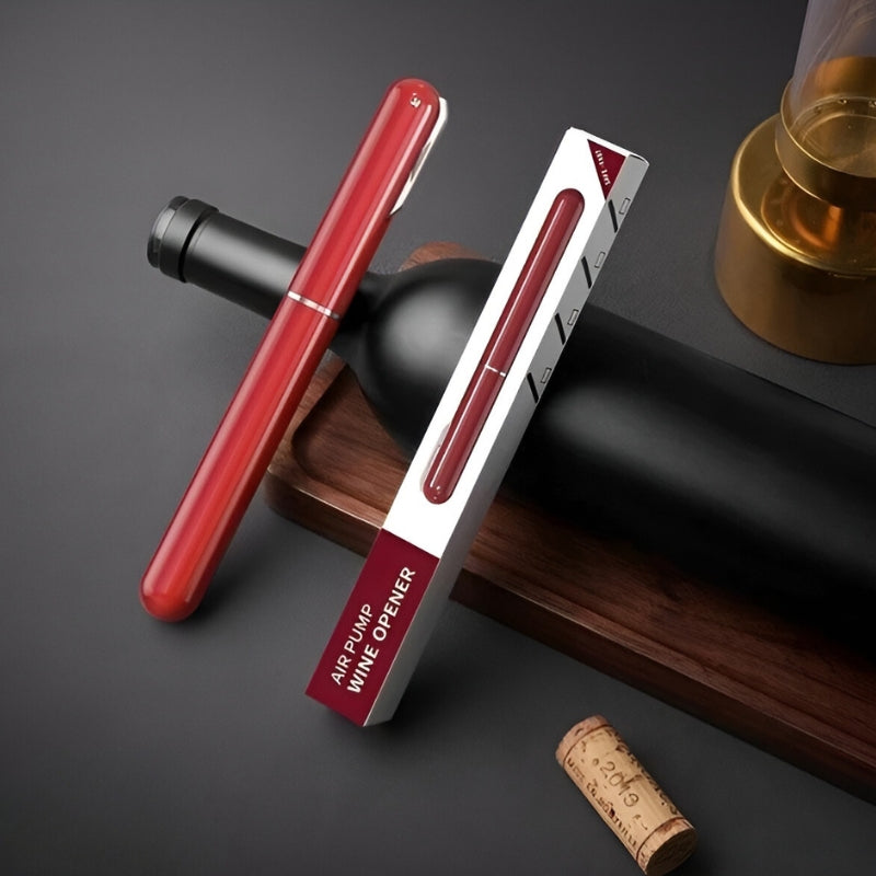 Druckluft-Weinöffner | Einfaches Entfernen von Korken | Elegantes Edelstahl-Design | Flaschenöffner ohne Ziehen | kompakter Korkenzieher | keine Korkreste | ergonomisches Weinaccessoire | Sansoti
