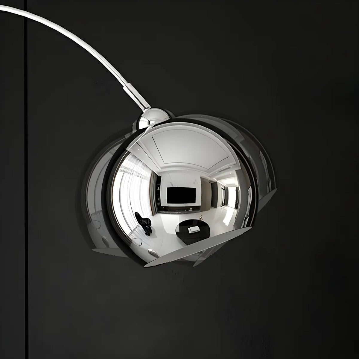 Arc Floor Lamp Chrome Black Silver Adjustable 180cm E27 Living Room Modern | Sansoti