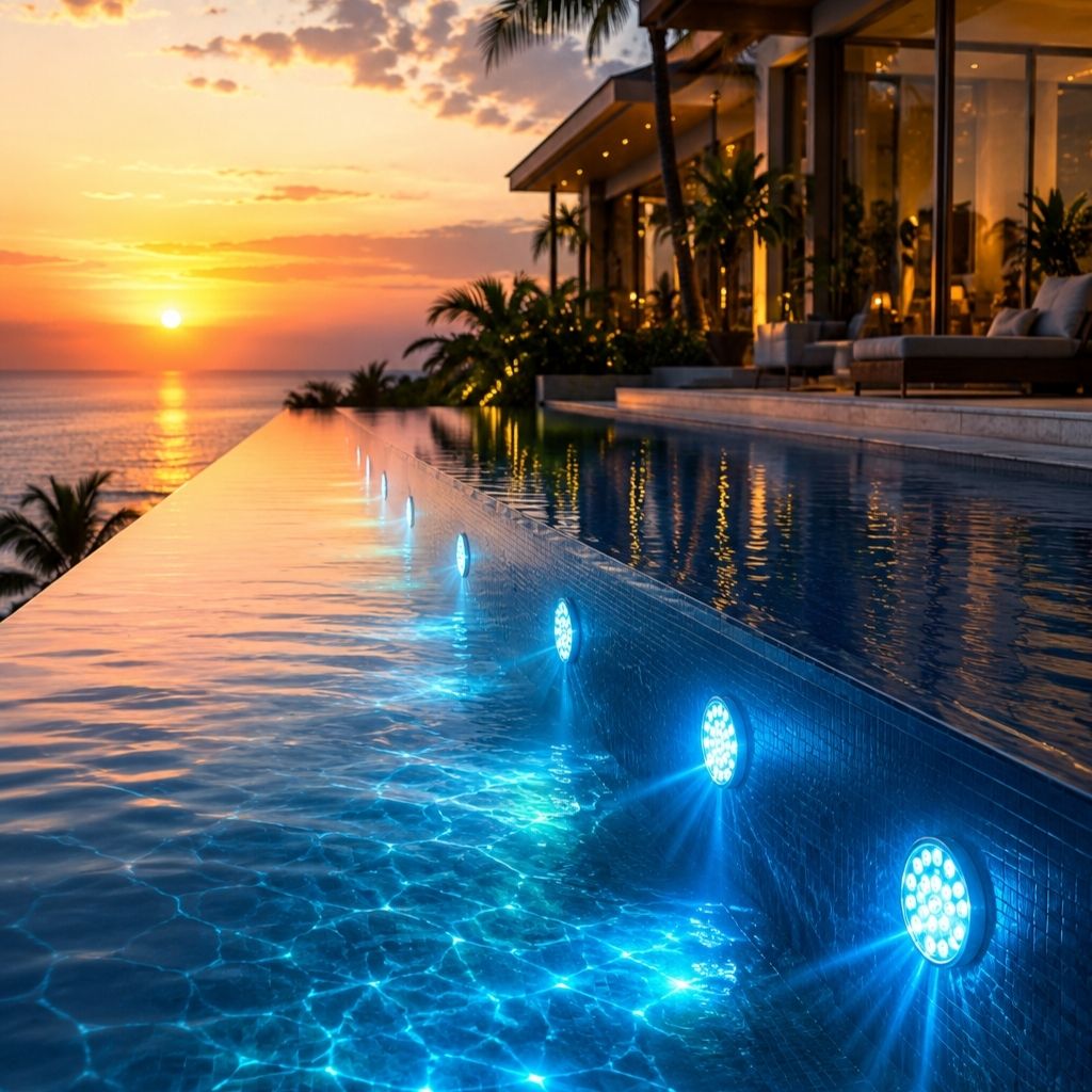 Underwater LED Pool Light RGB with Remote Control, 13 Colors, Waterproof IP68 Decorative Lighting | Sansoti