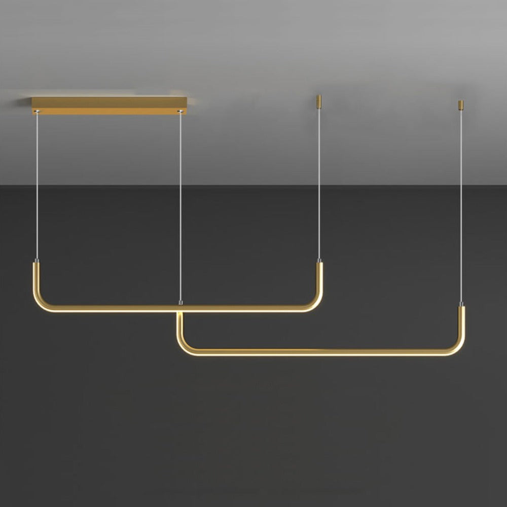Pendant Lamp LED Aluminum Black Modern Dining Room Living Room Dimmable Linear Pendant Lamp Minimalist Ceiling Lamp Table | Sansoti