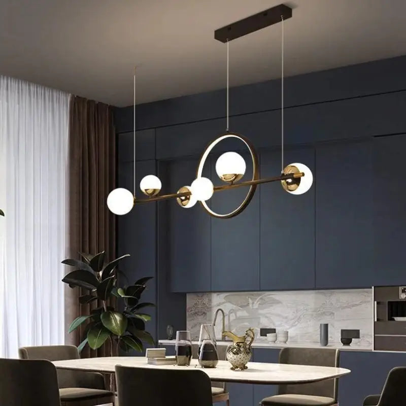 Skandynawska lampa wisząca w kształcie kuli, LED, aluminium, czarna, 112 cm, z regulacją jasności | Sansoti
