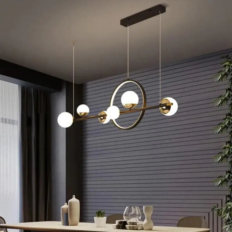 Lámpara colgante de bolas negra LED regulable G9 de 6 luces escandinava para salón y comedor moderna | Sansoti