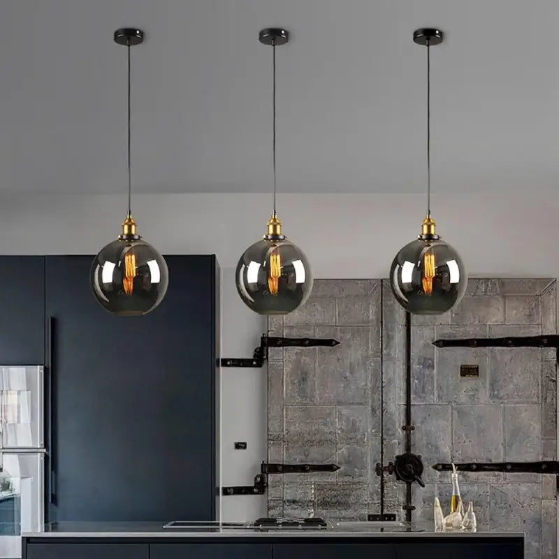 Hängelampe Rauchglas Modern Metall Schwarz Gold E27 Industrielle Beleuchtung | Sansoti