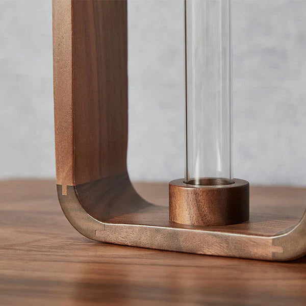 Glas-Pflanzenvase mit Holzständer für Stecklinge und Hydrokultur | Sansoti