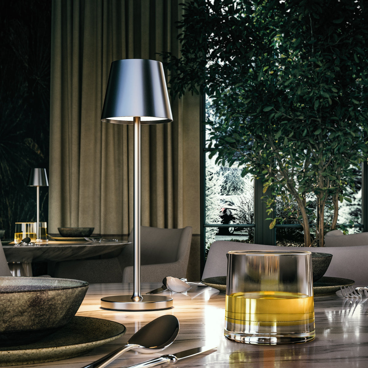 Wireless Table Lamp Dimmable LED Rechargeable Indoor Outdoor Terrace Living Room Dining Room Bedroom Decorative | Sansoti
