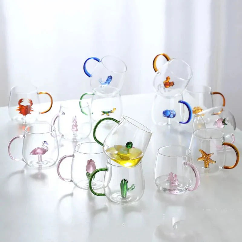Glas-Teetasse mit 3D-Tierfigur | Sansoti