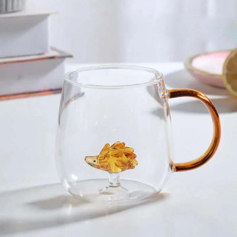 Mug à thé en verre avec figurine animale 3D | Sansoti