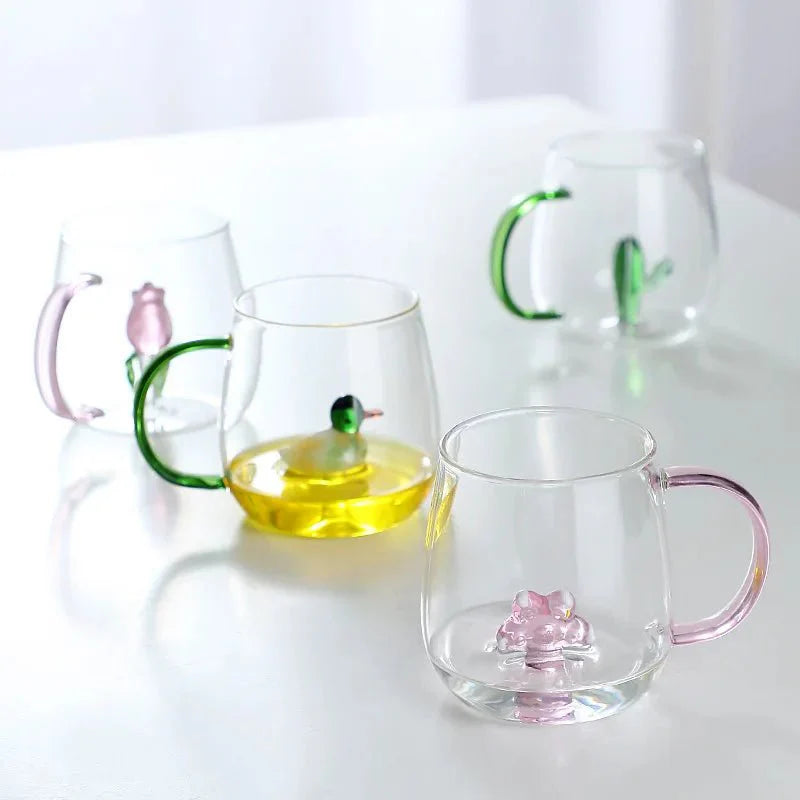 Glas-Teetasse mit 3D-Tierfigur | Sansoti