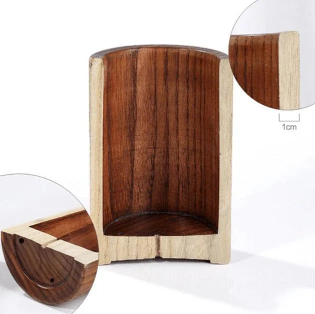 Teak Wooden Kitchen Utensil Holder Standing Cutlery Organizer Natural Wood Storage System Cooking Utensils Kitchen | Sansoti