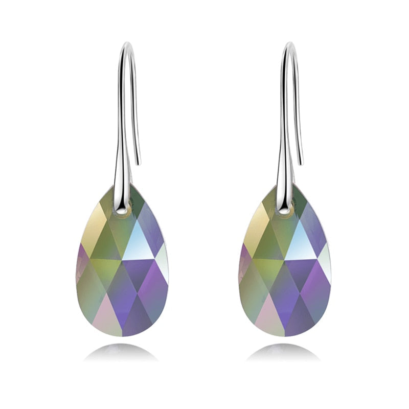 Teardrop-Shaped Crystal Earrings in Silver Tone – Elegant Statement Jewelry for Festive Occasions | Sansoti