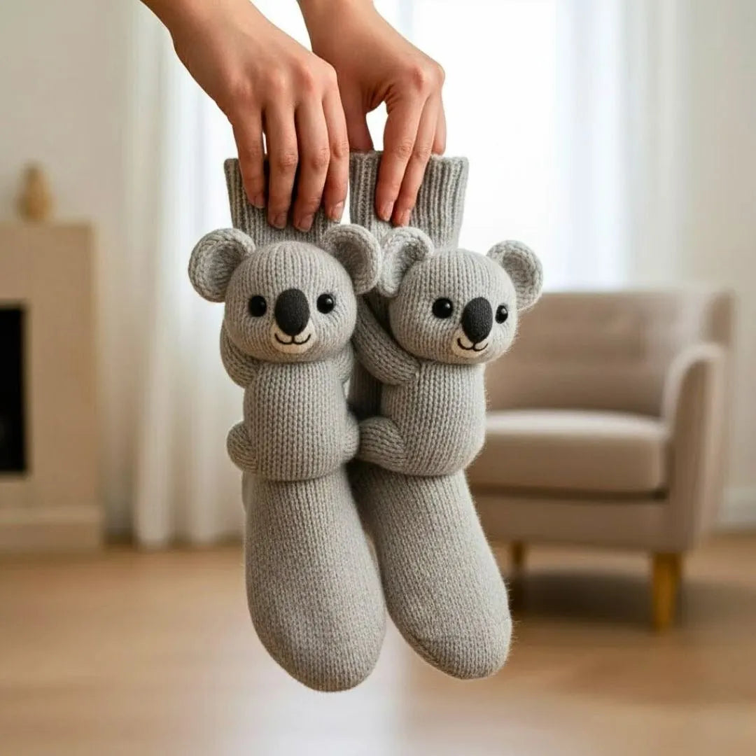 Plüsch-Wärmesocken mit Tiermotiv für kalte Füße Wintergeschenk | Sansoti