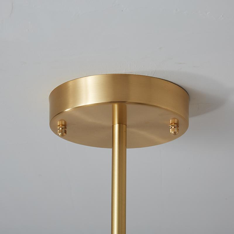 Modern sputnik chandelier with 6 arms in brass – minimalist design pendant lamp without glass shade | Sansoti