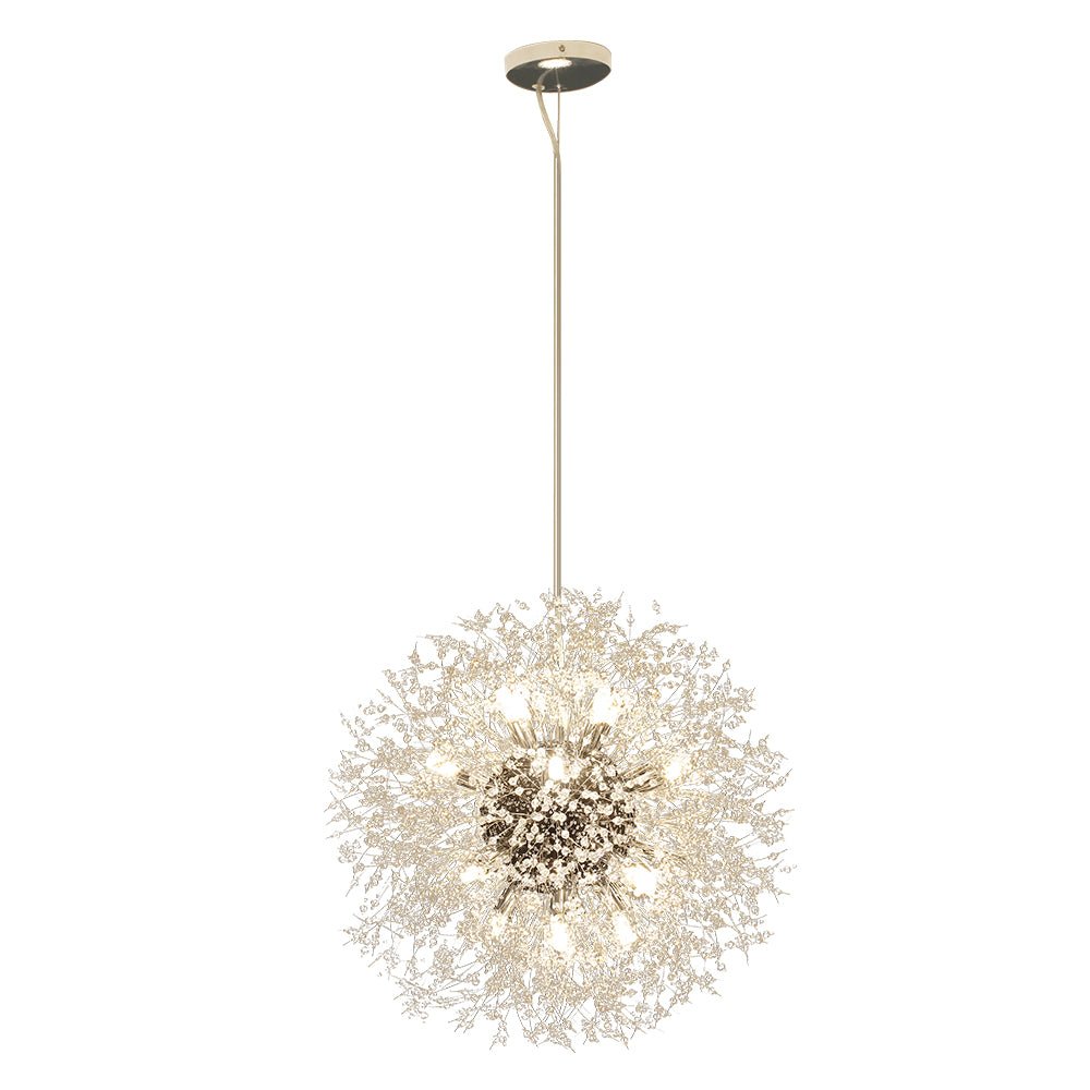 Żyrandol fajerwerk Sputnik, 16-punktowy, kryształowy, mosiężny, 80 cm, salon i przedpokój, z funkcją ściemniania