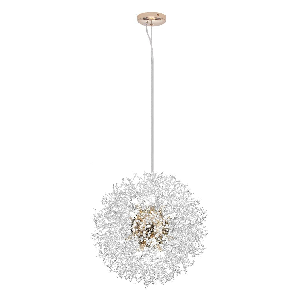 Żyrandol fajerwerk Sputnik, 16-punktowy, kryształowy, mosiężny, 80 cm, salon i przedpokój, z funkcją ściemniania