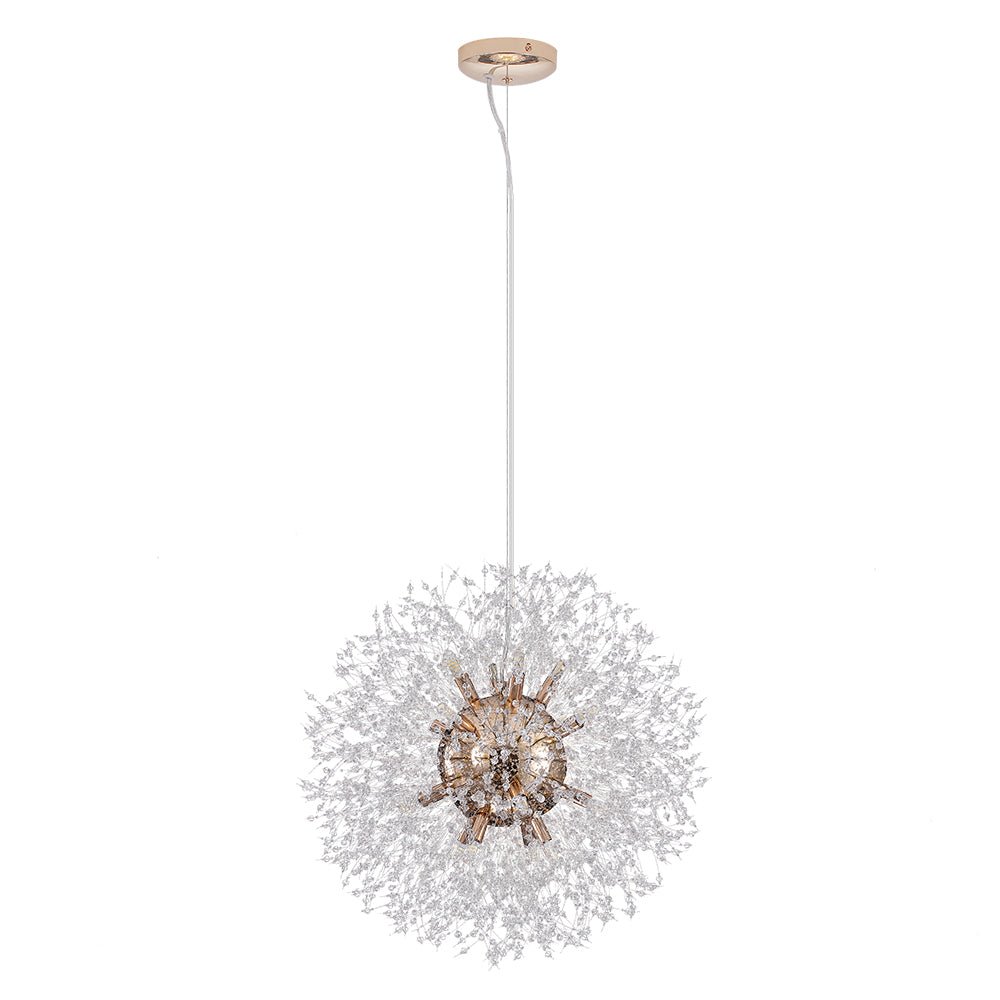 Żyrandol fajerwerk Sputnik, 16-punktowy, kryształowy, mosiężny, 80 cm, salon i przedpokój, z funkcją ściemniania