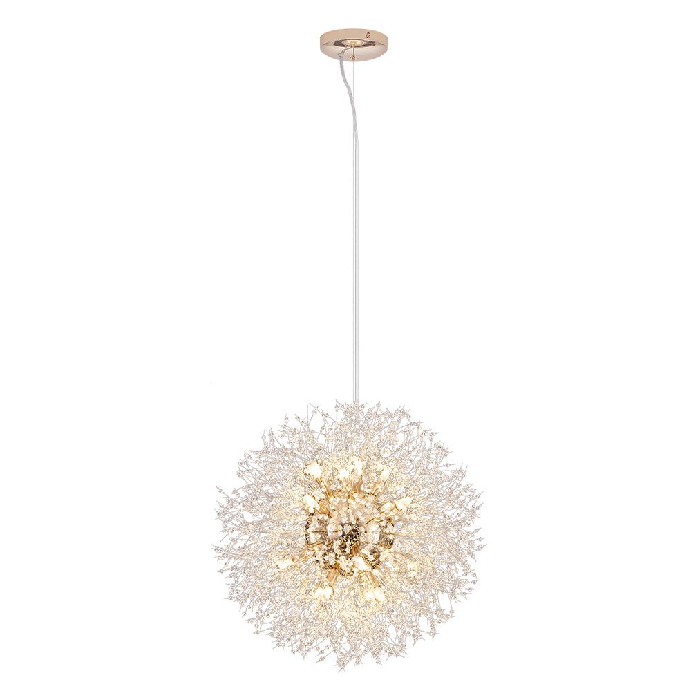 Żyrandol fajerwerk Sputnik, 16-punktowy, kryształowy, mosiężny, 80 cm, salon i przedpokój, z funkcją ściemniania