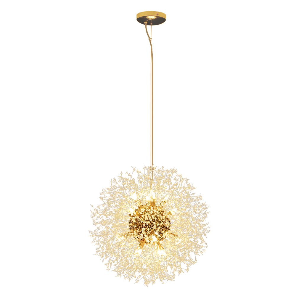 Żyrandol fajerwerk Sputnik, 16-punktowy, kryształowy, mosiężny, 80 cm, salon i przedpokój, z funkcją ściemniania