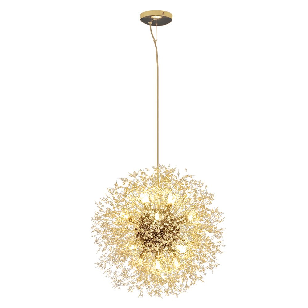 Żyrandol fajerwerk Sputnik, 16-punktowy, kryształowy, mosiężny, 80 cm, salon i przedpokój, z funkcją ściemniania