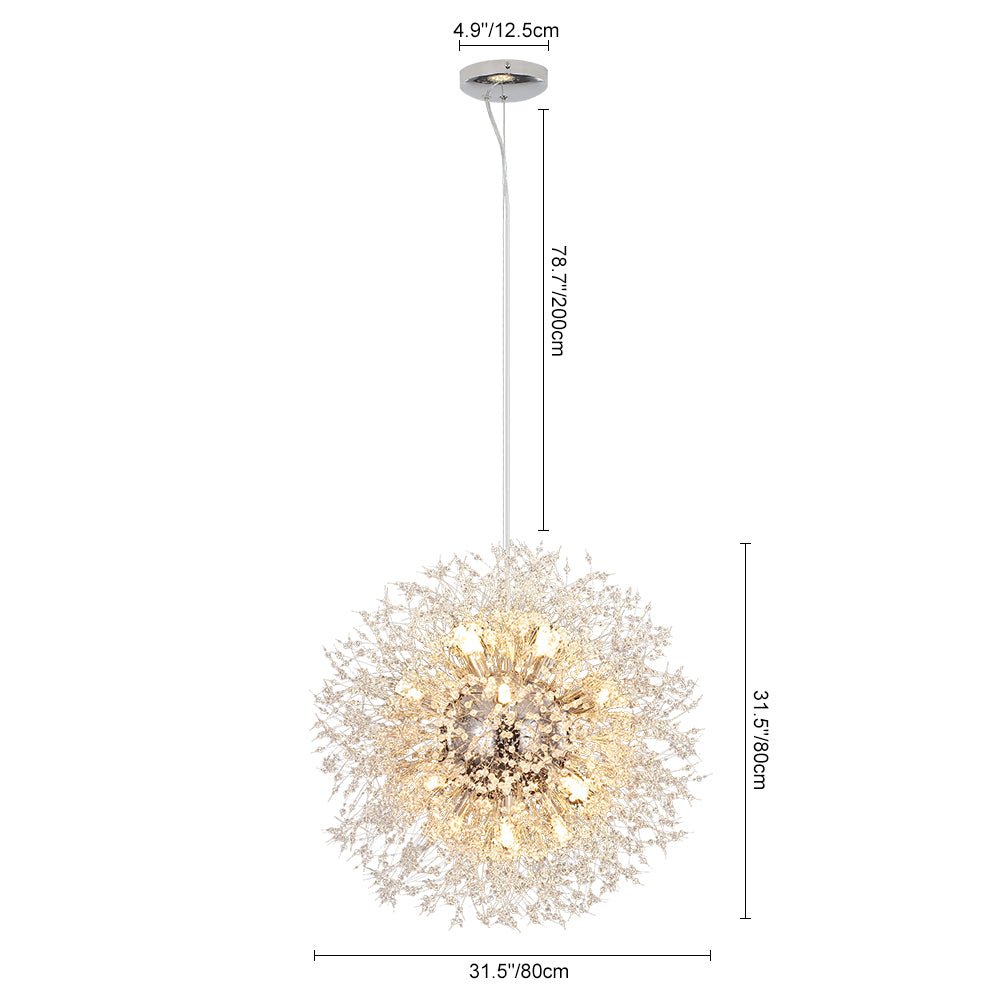 Żyrandol fajerwerk Sputnik, 16-punktowy, kryształowy, mosiężny, 80 cm, salon i przedpokój, z funkcją ściemniania