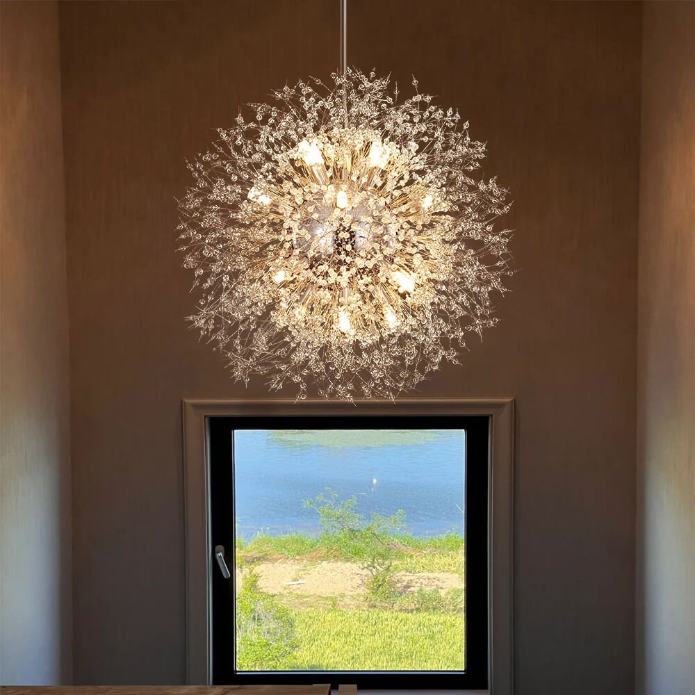 Kronleuchter Feuerwerk Sputnik 16-Lichter Kristall Messing 80cm Wohnzimmer Eingang Dimmbar